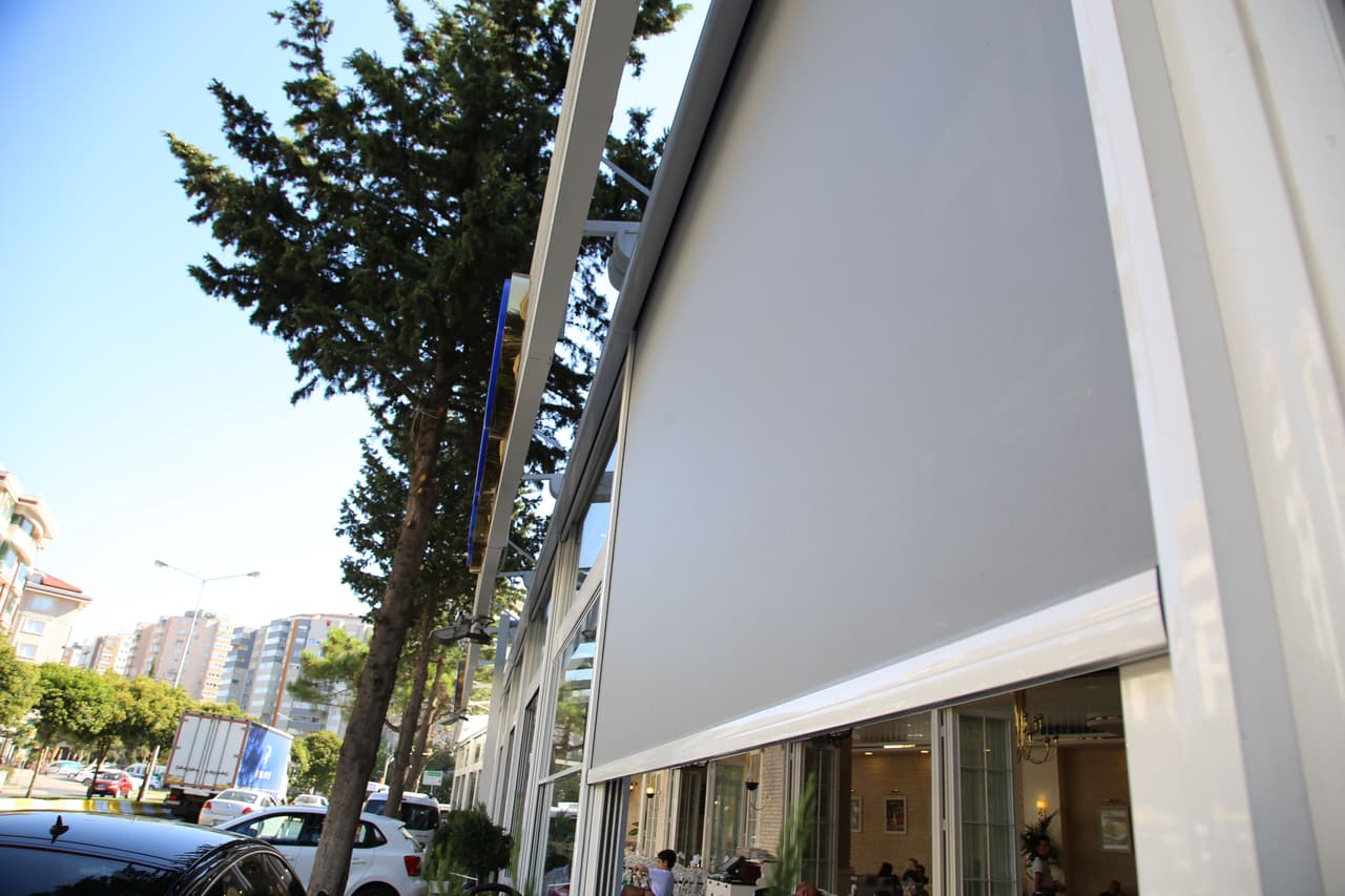 Large zip screen on a building front